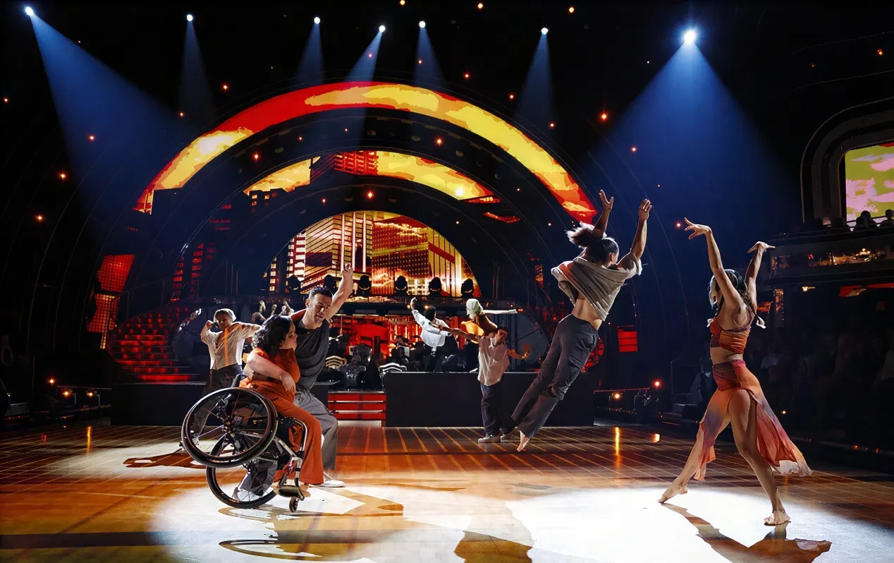 Contemporary group routine on the Strictly Come Dancing stage